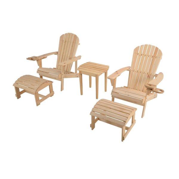 Bold Fontier Earth Collection Adirondack Chair with Phone & Cup Holder, Natural BO2071205